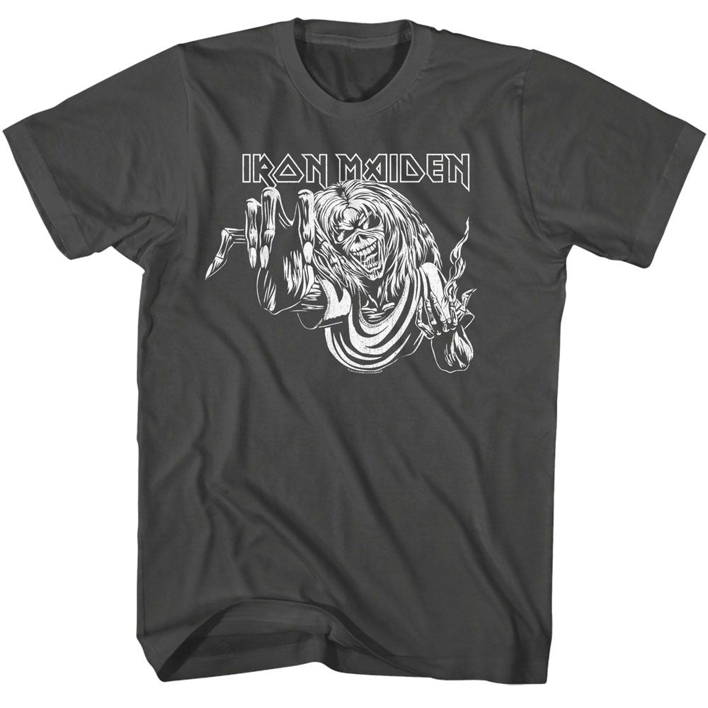 Iron Maiden - Eddie Reach - American Classics - Solid Gray Adult Short Sleeve T-Shirt