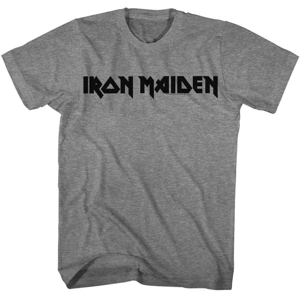 Iron Maiden - 1 Color Logo - American Classics - Heather Gray Adult Short Sleeve T-Shirt - clothing by TeeHivey.com (Image 1)