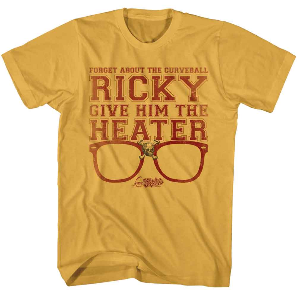 Major League - Give Him The Heater - American Classics - Solid Yellow Adult Short Sleeve T-Shirt (Image 1)