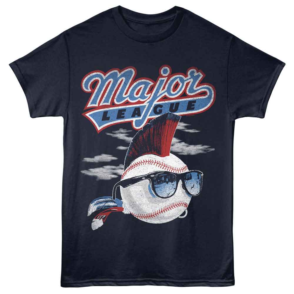 Major League - Baseball - Officially Licensed - Blue Solid Front Print Adult Short Sleeve T-Shirt