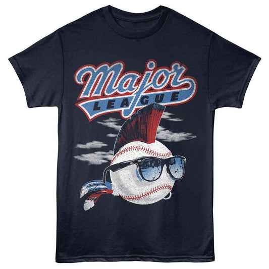 Major League - Baseball - Officially Licensed - Blue Solid Front Print Adult Short Sleeve T-Shirt