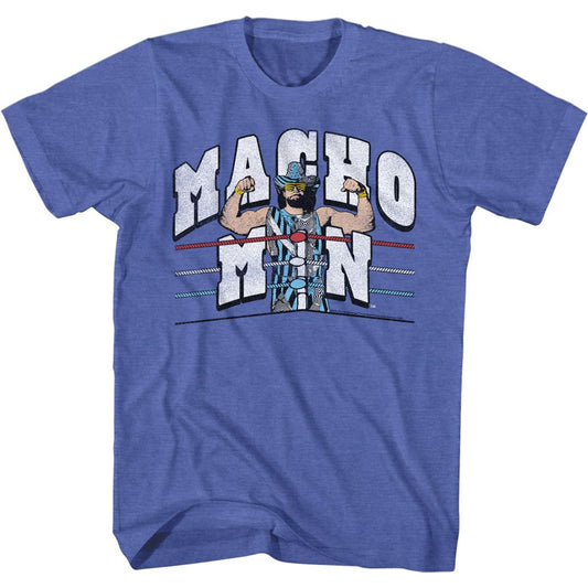 Macho Man - Retro Ring & Ropes - Short Sleeve - Heather - Adult - T-Shirt - clothing by TeeHivey.com