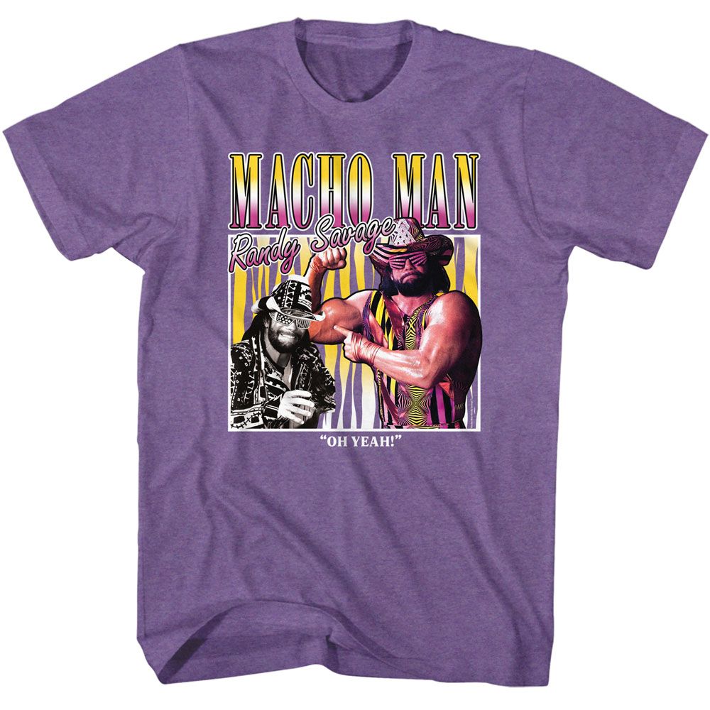 Macho Man - Box - American Classics - Heather Purple Adult Short Sleeve T-Shirt