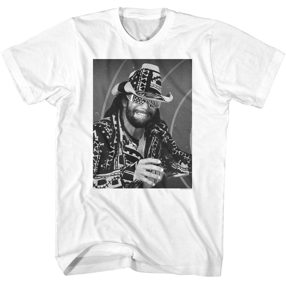 Macho Man - Black & White - American Classics - Solid White Adult Short Sleeve T-Shirt