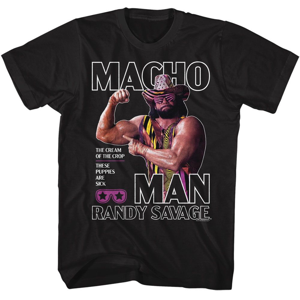 Macho Man - Flex - American Classics - Solid Black Adult Short Sleeve T-Shirt - clothing by TeeHivey.com (Image 1)