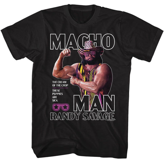 Macho Man - Flex - American Classics - Solid Black Adult Short Sleeve T-Shirt - clothing by TeeHivey.com (Image 1)