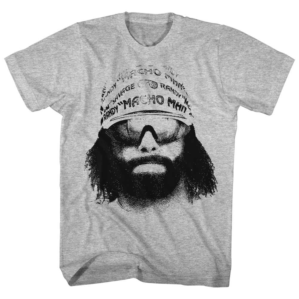 Macho Man - Face - Short Sleeve - Heather - Adult - T-Shirt - clothing by TeeHivey.com