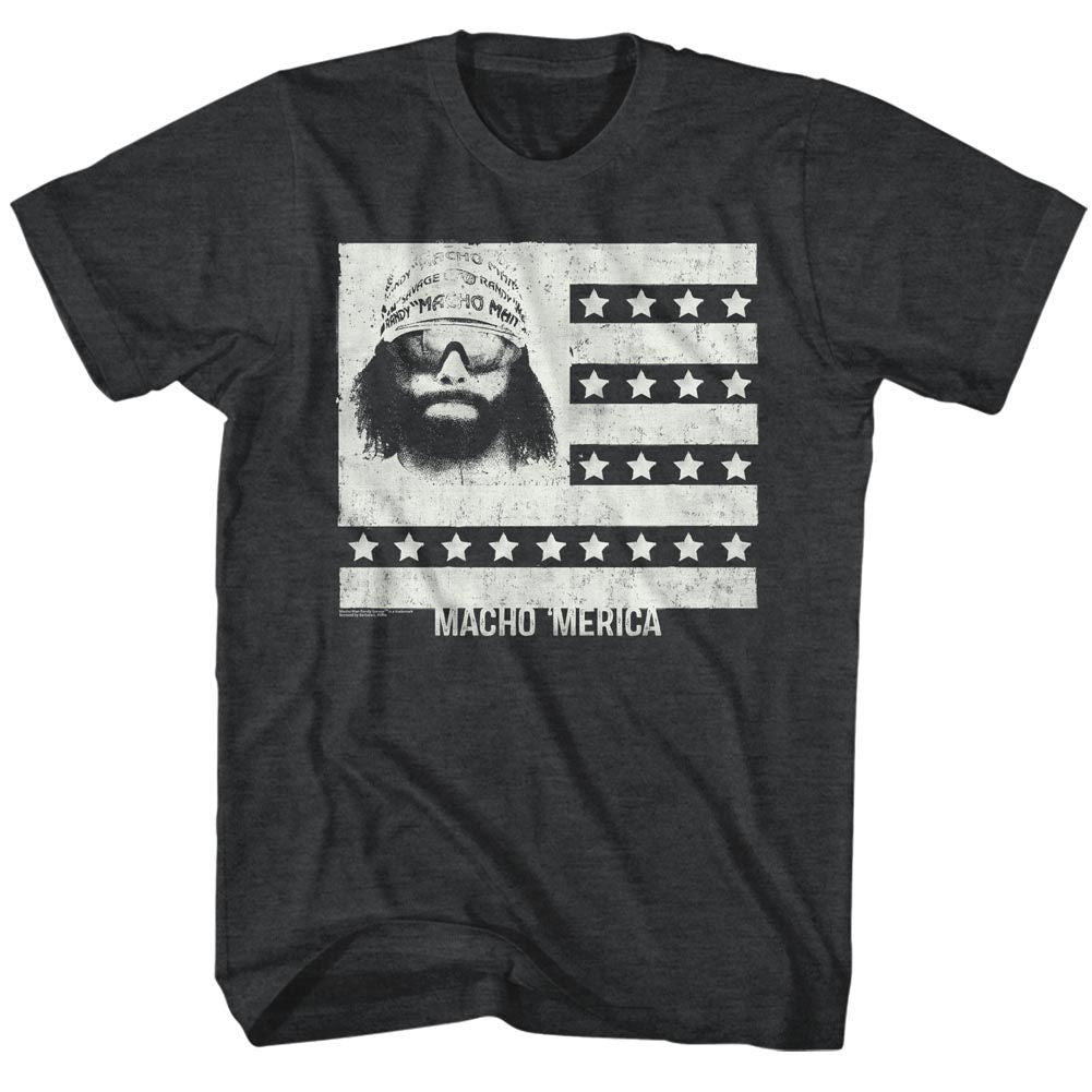 Macho Man - Mericaman - Short Sleeve - Heather - Adult - T-Shirt - clothing by TeeHivey.com