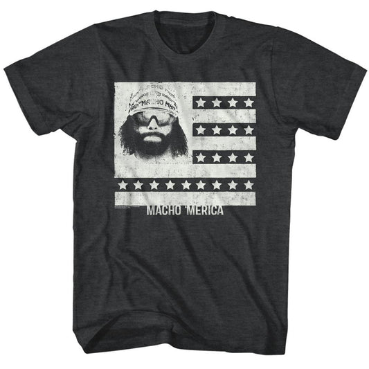 Macho Man - Mericaman - Short Sleeve - Heather - Adult - T-Shirt - clothing by TeeHivey.com