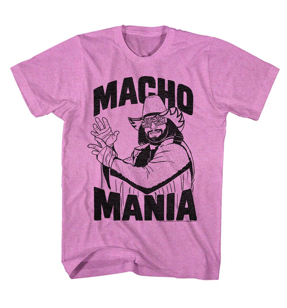 Macho Man - Mania - American Classics - Heather Purple Adult Short Sleeve T-Shirt - clothing by TeeHivey.com (Image 1)