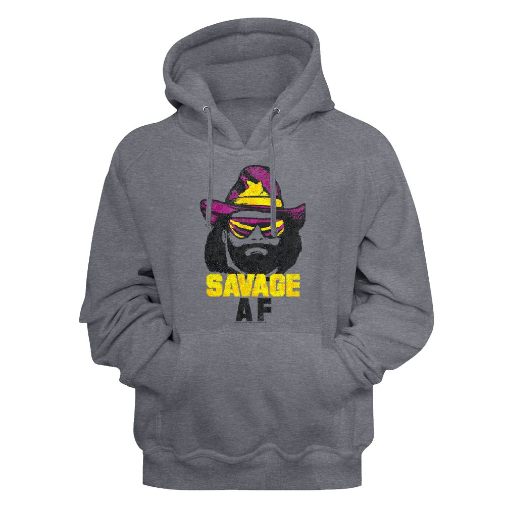 Macho Man - Savage AF - Long Sleeve - Heather - Adult - Hoodie - clothing by TeeHivey.com