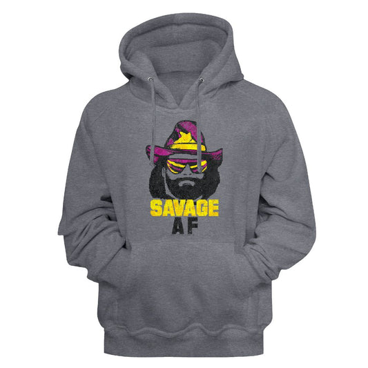 Macho Man - Savage AF - Long Sleeve - Heather - Adult - Hoodie - clothing by TeeHivey.com