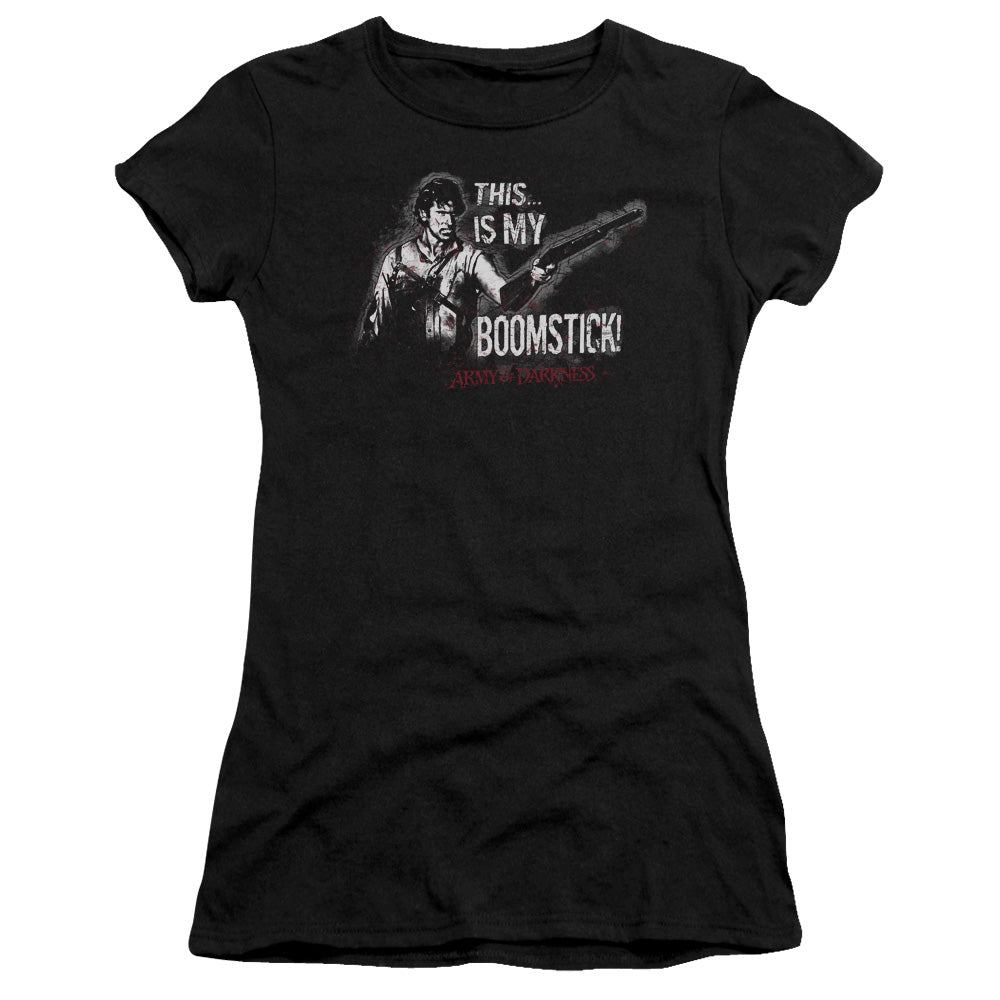 Army Of Darkness Boomstick Junior Sheer Cap Sleeve Womens T Shirt Black - clothing by TeeHivey.com