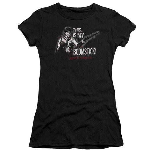 Army Of Darkness Boomstick Junior Sheer Cap Sleeve Womens T Shirt Black - clothing by TeeHivey.com
