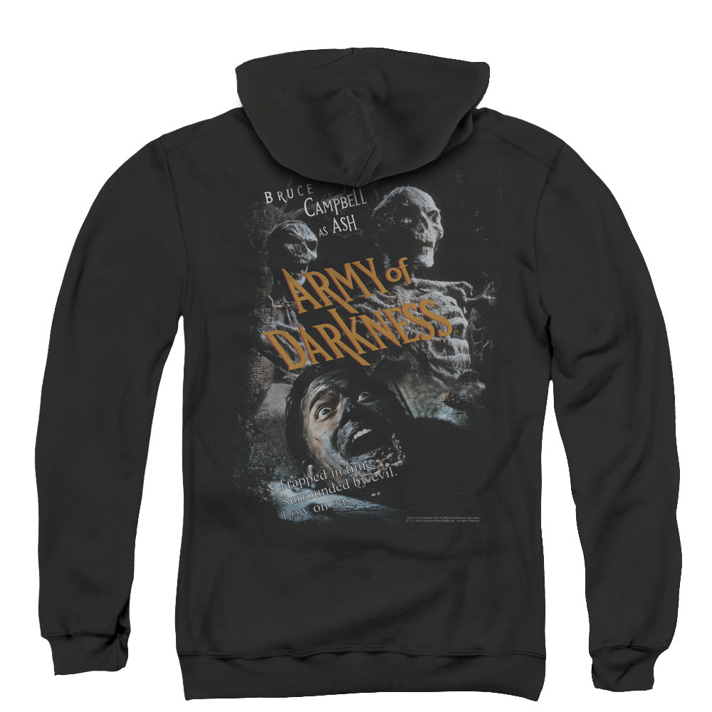 Army Of Darkness Covered Back Print Zipper Mens Hoodie Black