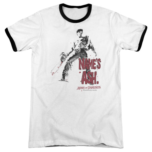 Army Of Darkness Names Ash Heather Ringer Mens T Shirt White - clothing by TeeHivey.com