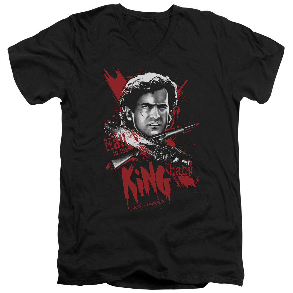 Army Of Darkness Hail To The King Mens Slim Fit V-Neck T Shirt Black - clothing by TeeHivey.com