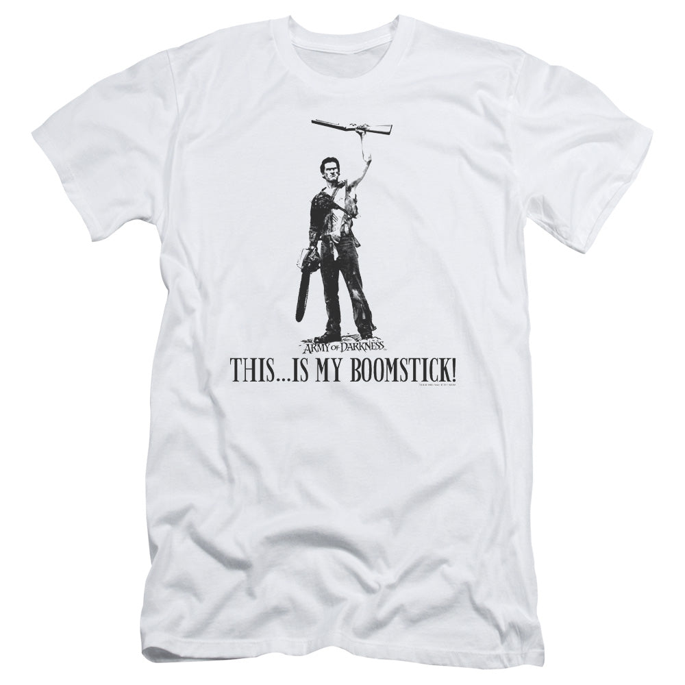 Army Of Darkness Boomstick! Slim Fit Mens T Shirt White - clothing by TeeHivey.com