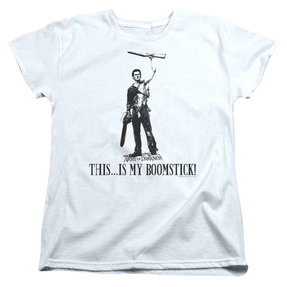 Army Of Darkness Boomstick! Womens T Shirt White - clothing by TeeHivey.com