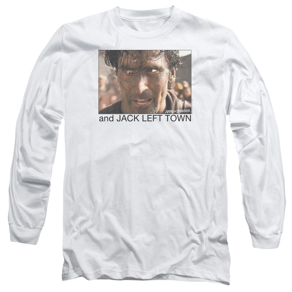 Army Of Darkness Jack Left Town Mens Long Sleeve Shirt White - clothing by TeeHivey.com (Image 2)
