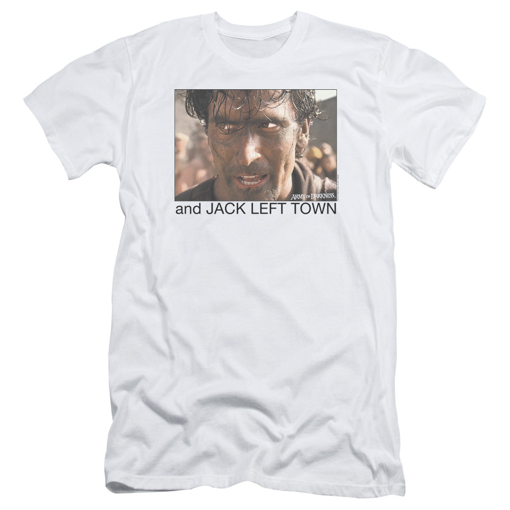 Army Of Darkness Jack Left Town Slim Fit Mens T Shirt White - clothing by TeeHivey.com