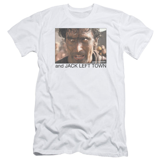Army Of Darkness Jack Left Town Slim Fit Mens T Shirt White - clothing by TeeHivey.com