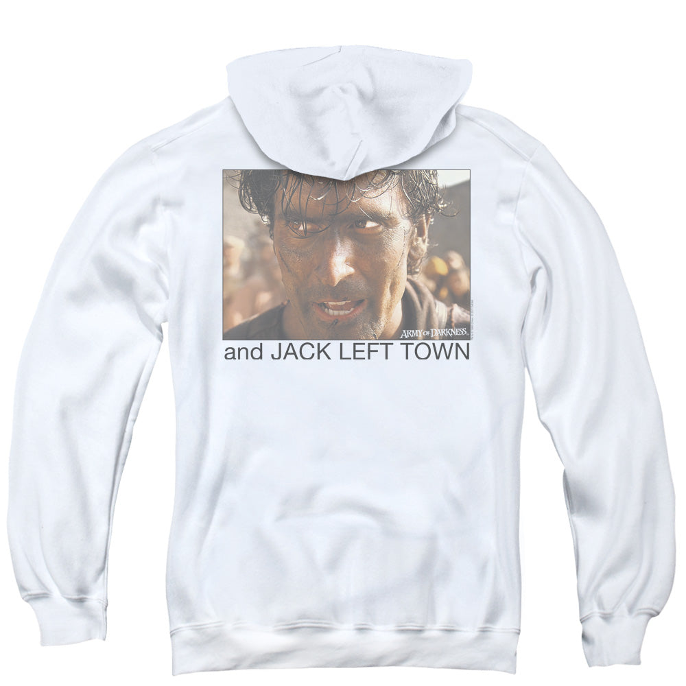 Army Of Darkness Jack Left Town Back Print Zipper Mens Hoodie White - clothing by TeeHivey.com (Image 3)