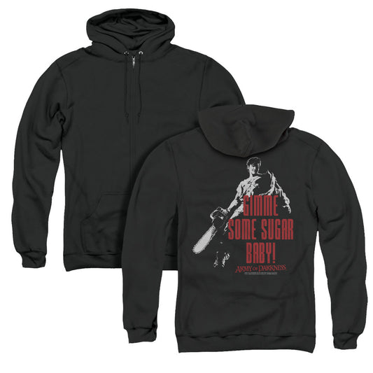 Army Of Darkness Sugar Back Print Zipper Mens Hoodie Black - clothing by TeeHivey.com (Image 1)