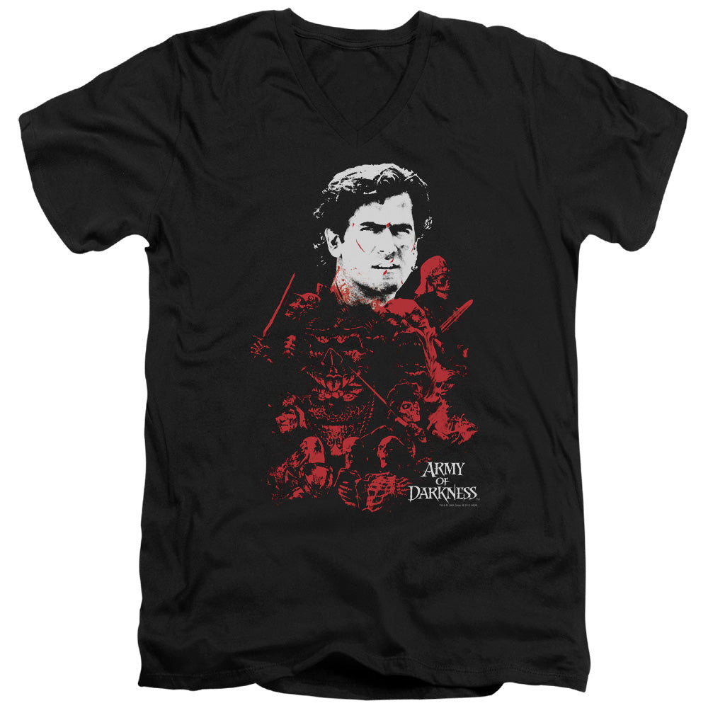 Army Of Darkness Pile Of Baddies Mens Slim Fit V-Neck T Shirt Black - clothing by TeeHivey.com