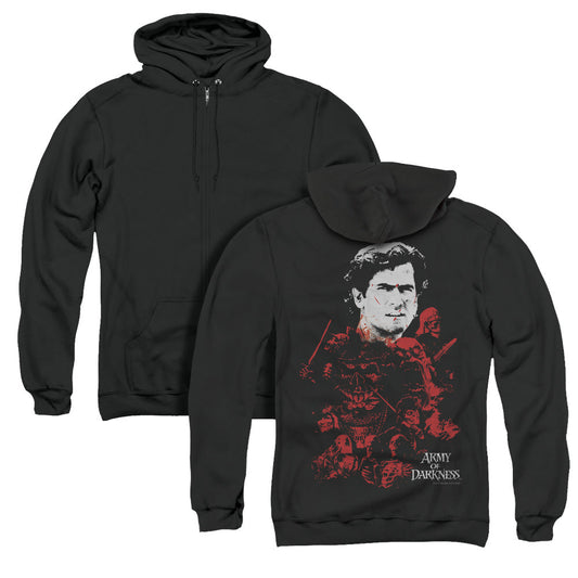 Army Of Darkness Pile Of Baddies Back Print Zipper Mens Hoodie Black - clothing by TeeHivey.com (Image 1)