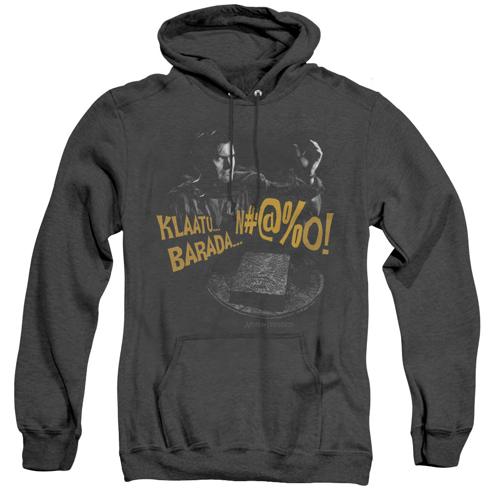 Army Of Darkness Klaatu...Barada Mens Heather Hoodie Black - clothing by TeeHivey.com (Image 5)