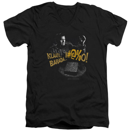 Army Of Darkness Klaatuâ€¦ Barada Mens Slim Fit V-Neck T Shirt Black - clothing by TeeHivey.com