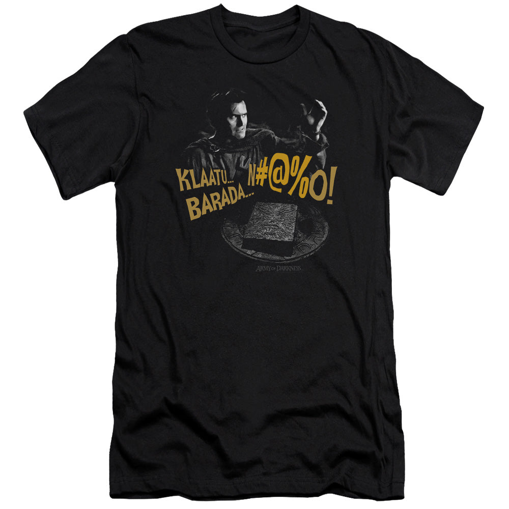 Army Of Darkness Klaatuâ€¦ Barada Slim Fit Mens T Shirt Black - clothing by TeeHivey.com