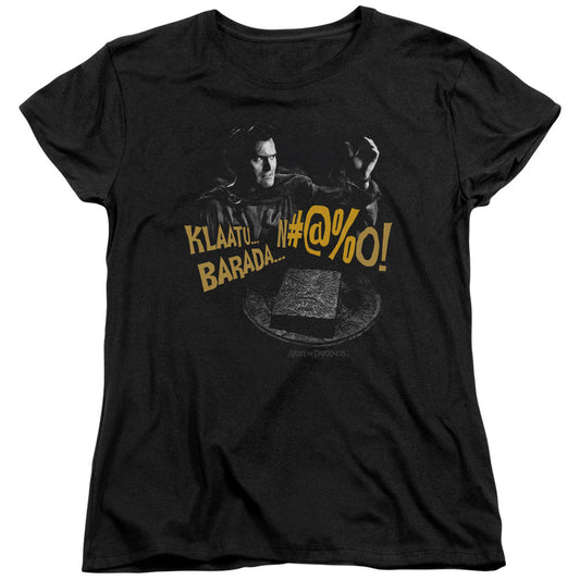 Army Of Darkness Klaatuâ€¦ Barada Womens T Shirt Black - clothing by TeeHivey.com