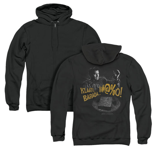 Army Of Darkness Klaatuâ€¦ Barada Back Print Zipper Mens Hoodie Black - clothing by TeeHivey.com (Image 1)