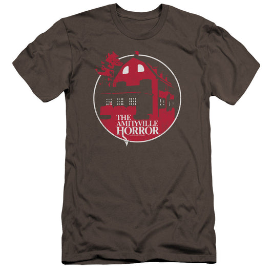 Amityville Horror Red House Premium Bella Canvas Slim Fit Mens T Shirt Charcoal Style001