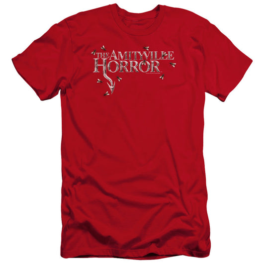 Amityville Horror Flies Premium Bella Canvas Slim Fit Mens T Shirt Red