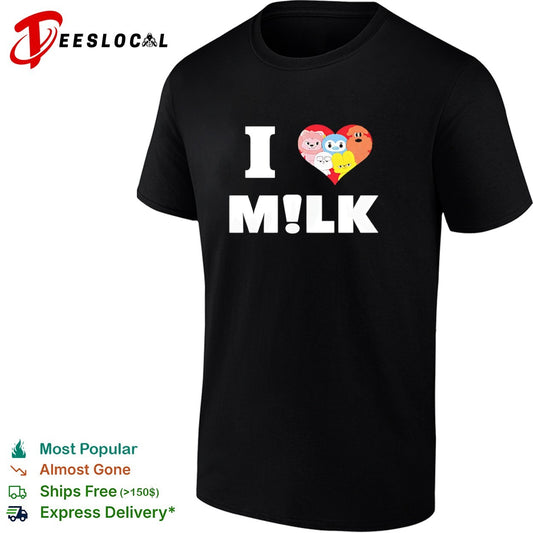 MILK NewJeans Bunny Characters I Love Milk NewJeans Members Heart Fan Art shirt