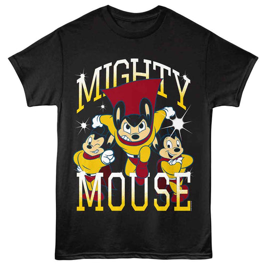 Mighty Mouse - Shining - American Classics - Black Adult Short Sleeve T-Shirt