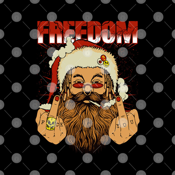 Freedom Defiant Santa Claus Middle Finger Christmas T Shirt