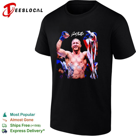 MMA fighter USA flag celebration victory photo signature art shirt
