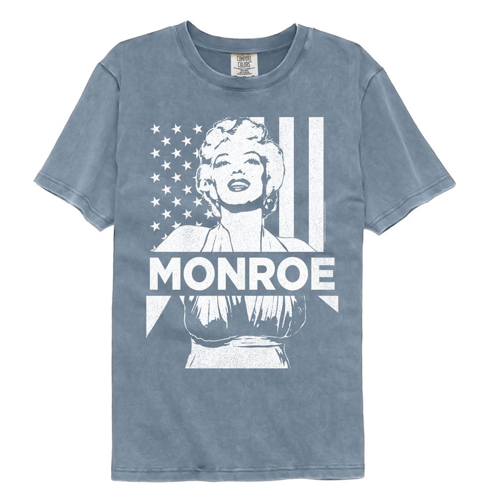 Marilyn Monroe - Flag - American Classics - Blue Jean Adult Short Sleeve Comfort Color T-Shirt (Image 1)
