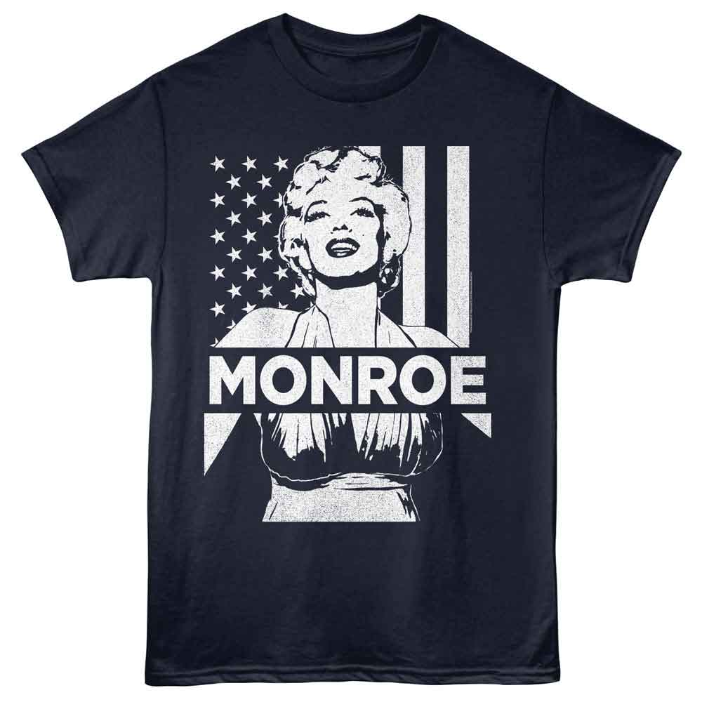 Marilyn Monroe - Flag - American Classics - Blue Front Print Adult Short Sleeve T-Shirt - clothing by TeeHivey.com (Image 1)