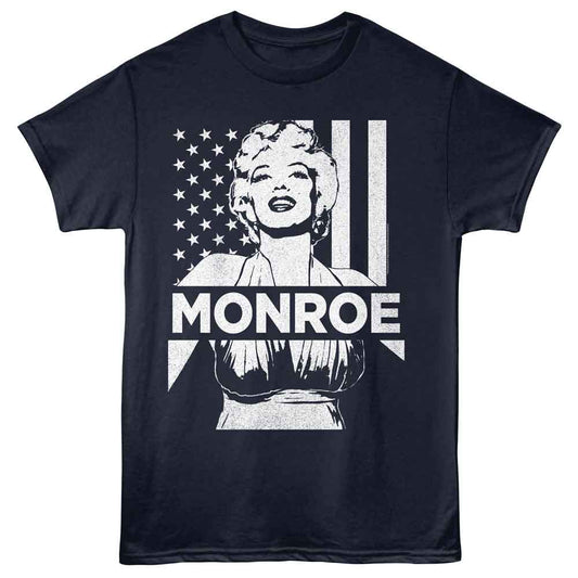 Marilyn Monroe - Flag - American Classics - Blue Front Print Adult Short Sleeve T-Shirt - clothing by TeeHivey.com (Image 1)