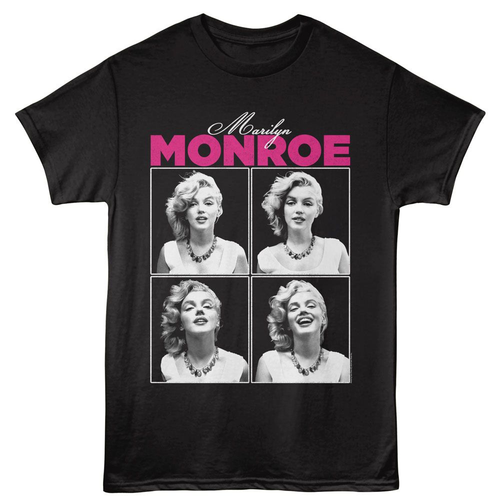 Marilyn Monroe - Multi Photo - American Classics - Solid Black Adult Short Sleeve T-Shirt (Image 1)