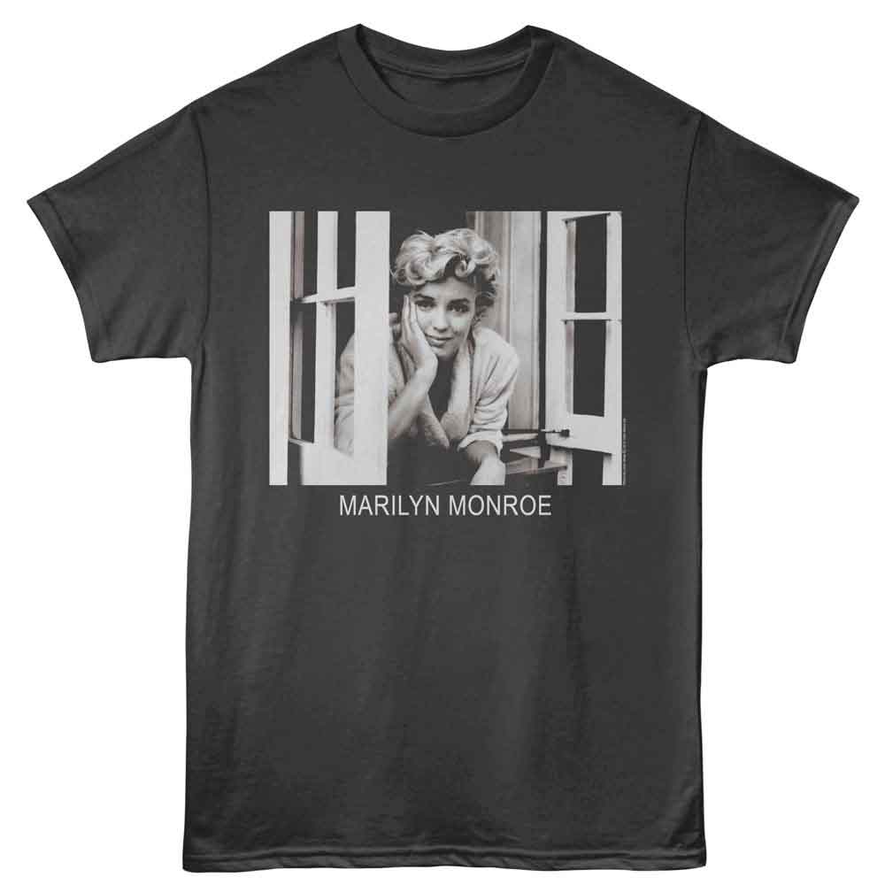 Marilyn Monroe - Looking Out Window - American Classics - Gray Front Print Adult Short Sleeve T-Shirt (Image 1)
