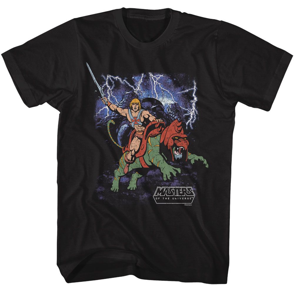 Masters Of The Universe - Battlecat Charge - American Classics - Solid Black Adult Short Sleeve T-Shirt (Image 1)