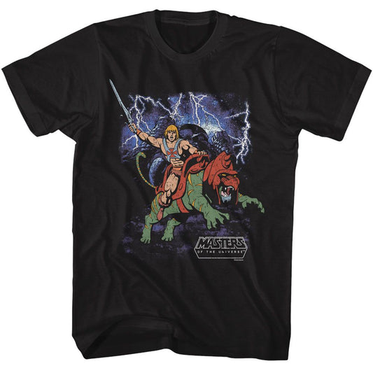 Masters Of The Universe - Battlecat Charge - American Classics - Solid Black Adult Short Sleeve T-Shirt (Image 1)