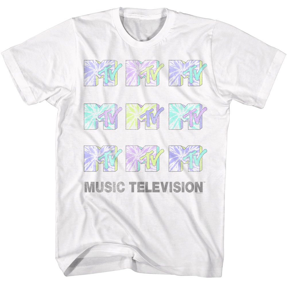 MTV - Tie Dye Logos - American Classics - Solid White Adult Short Sleeve T-Shirt