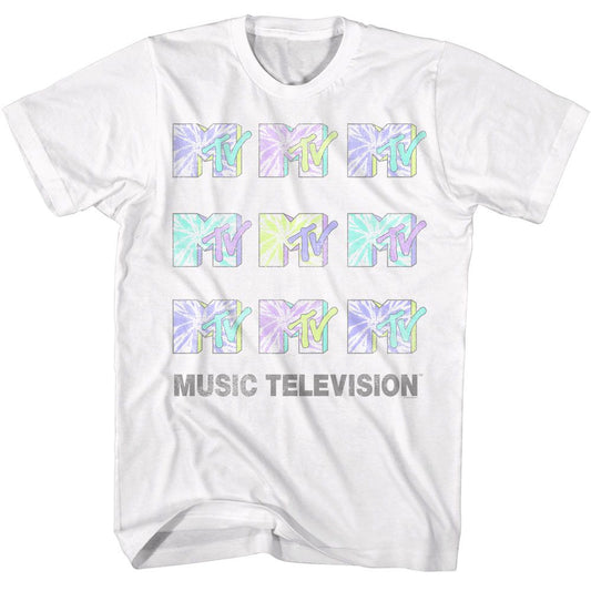 MTV - Tie Dye Logos - American Classics - Solid White Adult Short Sleeve T-Shirt